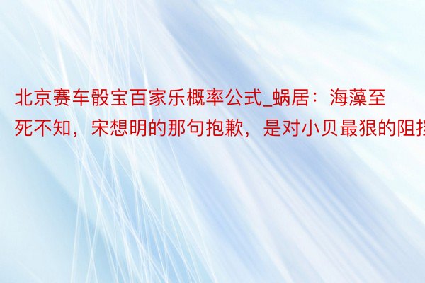 北京赛车骰宝百家乐概率公式_蜗居：海藻至死不知，宋想明的那句抱歉，是对小贝最狠的阻挡