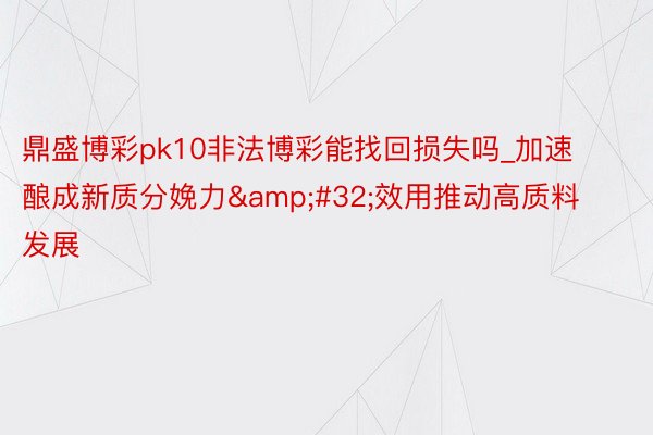 鼎盛博彩pk10非法博彩能找回损失吗_加速酿成新质分娩力&#32;效用推动高质料发展